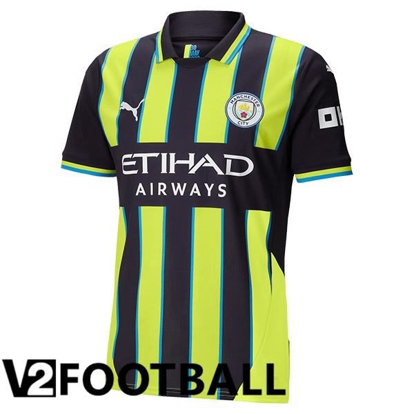 Manchester City Away Soccer Shirt Green Black 2024/2025