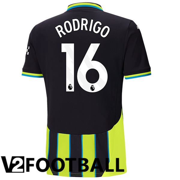 Manchester City (Rodrigo 16) Away Soccer Shirt Green Black 2024/2025