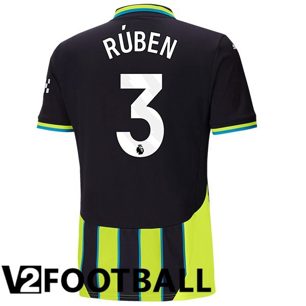 Manchester City (Ruben Dias 3) Away Soccer Shirt Green Black 2024/2025