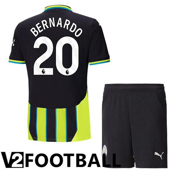 Manchester City (Bernardo Silva 20) Kids Away Soccer Shirt Green Black 2024/2025