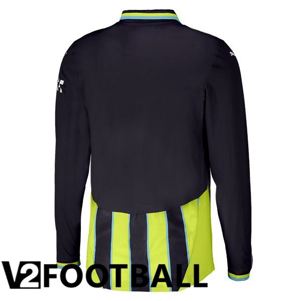 Manchester City Away Soccer Shirt Long sleeve Green Black 2024/2025