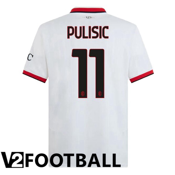 AC Milan (Pulisic 11) Away Soccer Shirt White 2024/2025