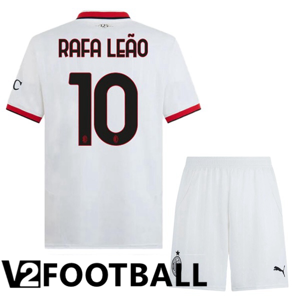 AC Milan (Rafa Leão 10) Kids Away Soccer Shirt White 2024/2025