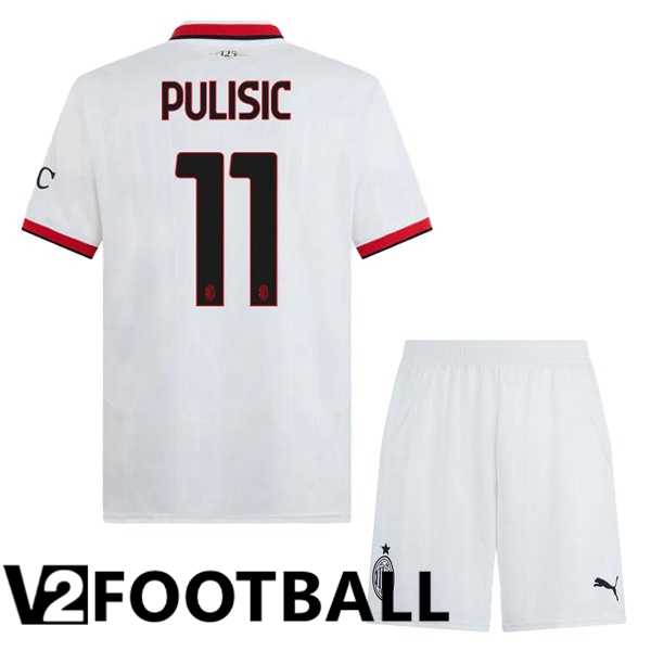 AC Milan (Pulisic 11) Kids Away Soccer Shirt White 2024/2025