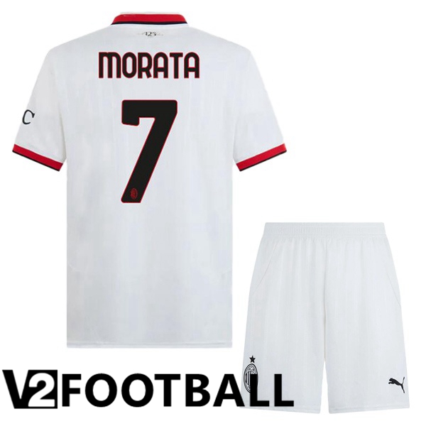 AC Milan (Morata 7) Kids Away Soccer Shirt White 2024/2025