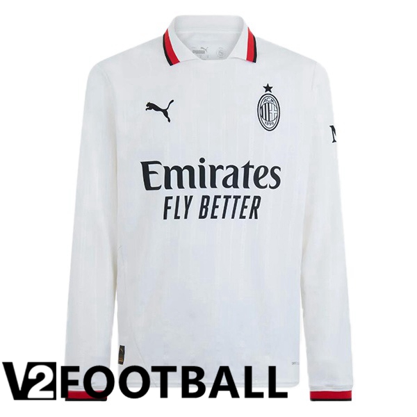 AC Milan Away Soccer Shirt Long sleeve White 2024/2025