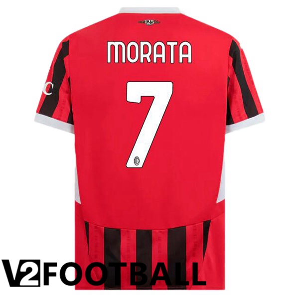 AC Milan (Morata 7) Home Soccer Shirt Red Black 2024/2025