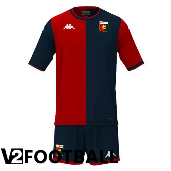 Genoa CFC Kids Home Soccer Shirt Red Blue 2024/2025