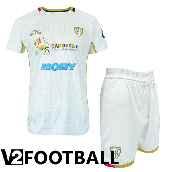 Cagliari Calcio Kids Away Soccer Shirt White 2024/2025