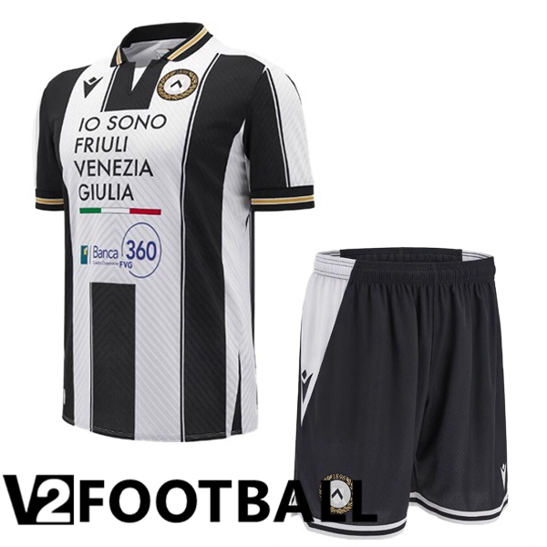 Udinese Calcio Kids Home Soccer Shirt White Black 2024/2025