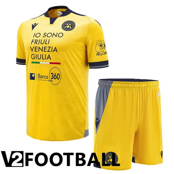 Udinese Calcio Kids Away Soccer Shirt Yellow 2024/2025