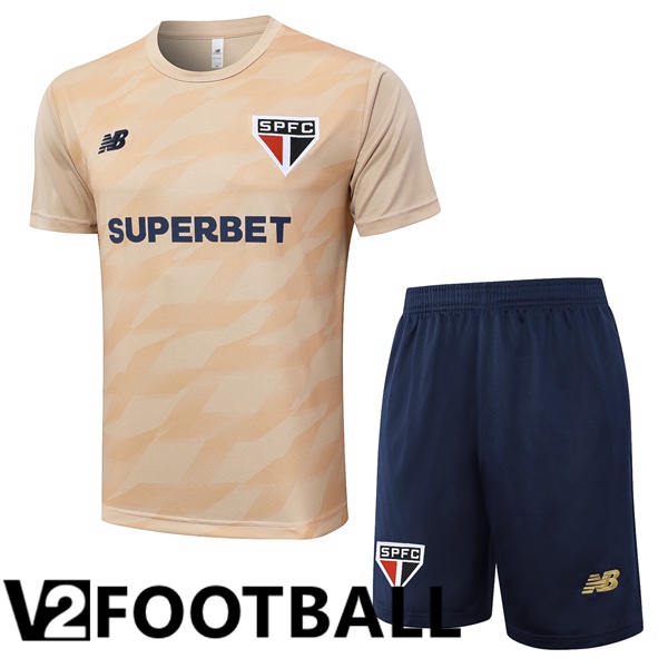 Sao Paulo FC kit Training T Shirt + Shorts Yellow 2024/2025