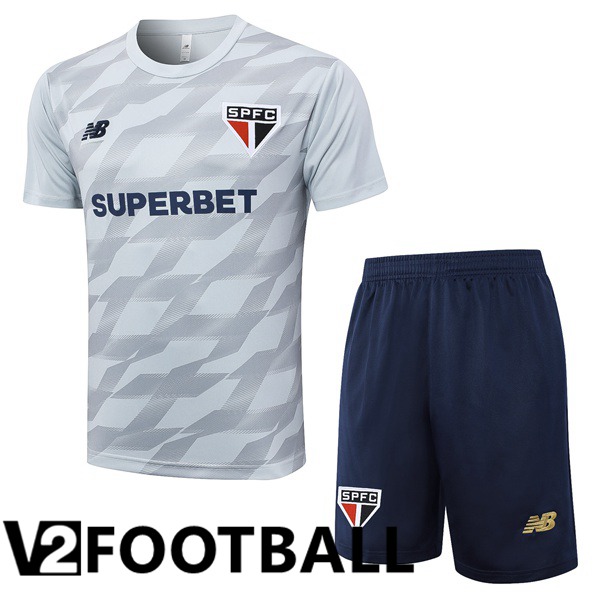 Sao Paulo FC kit Training T Shirt + Shorts Grey 2024/2025