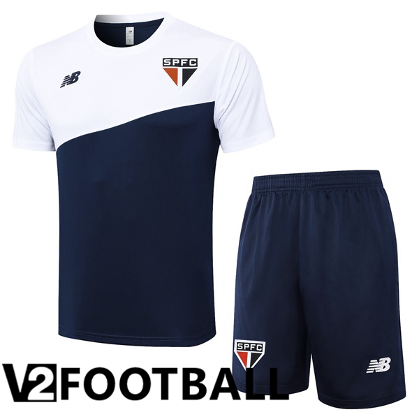 Sao Paulo FC kit Training T Shirt + Shorts White Blue Royal 2024/2025