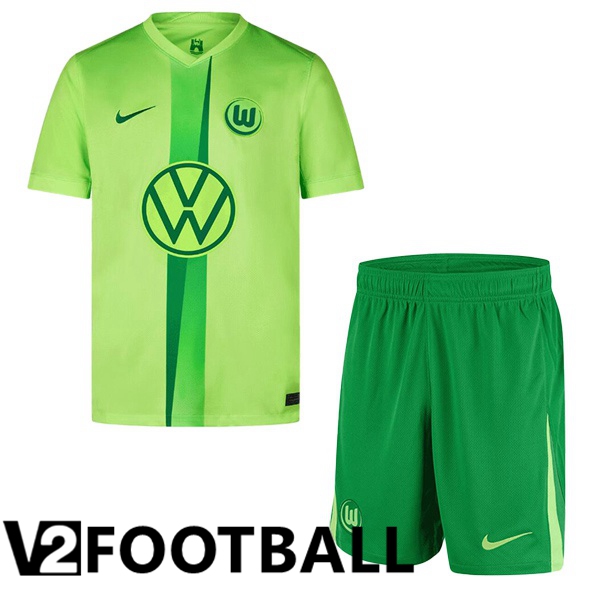 Vfl Wolfsburg Kids Home Soccer Shirt Green 2024/2025