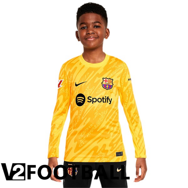 FC Barcelona Kids Goalkeeper Soccer Shirt Long sleeve Spotify Yellow 2024/2025