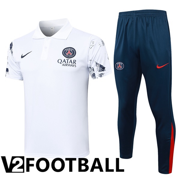 Paris PSG Soccer Polo + Training Pants White 2024/2025