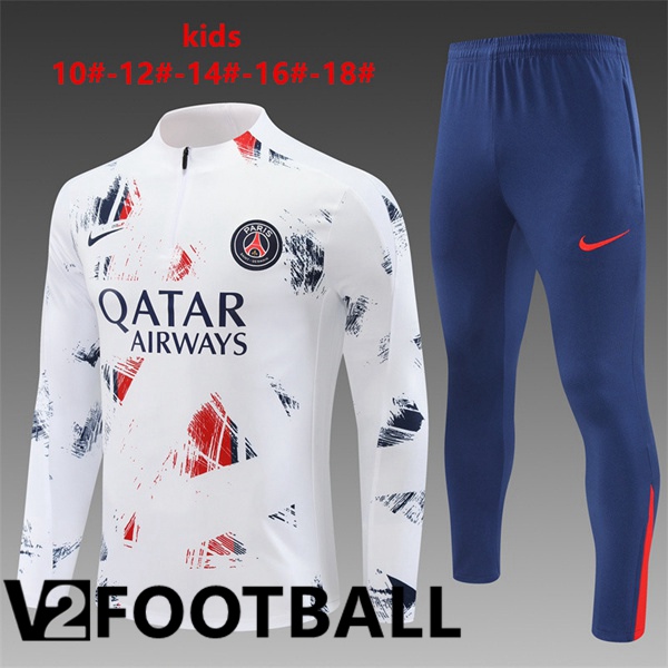 Paris PSG Kids kit Training Tracksuit White 2024/2025