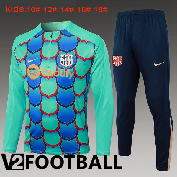 FC Barcelona Kids kit Training Tracksuit Green 2024/2025