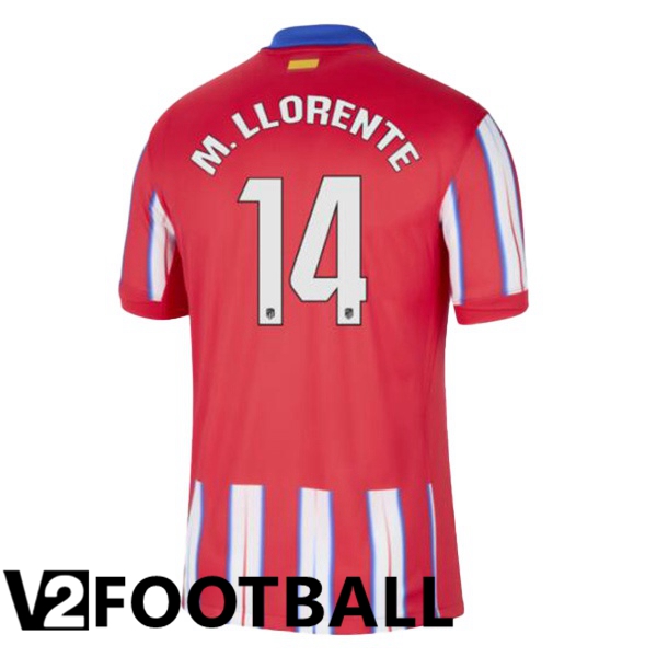 Atletico Madrid (M. LLORENTE 14) Home Soccer Shirt Red 2024/2025