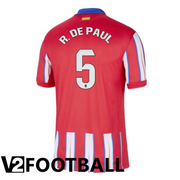 Atletico Madrid (R. DE PAUL 5) Home Soccer Shirt Red 2024/2025