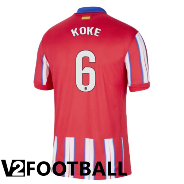 Atletico Madrid (KOKE 6) Home Soccer Shirt Red 2024/2025