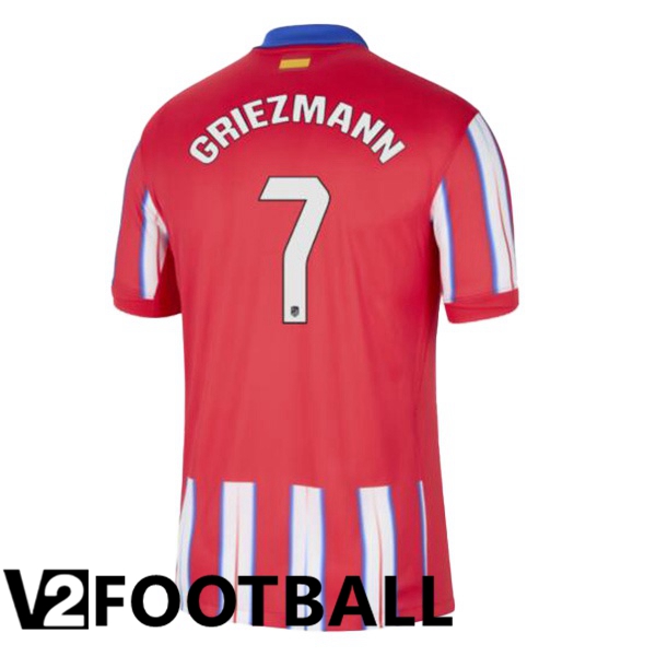 Atletico Madrid (GRIEZMANN 7) Home Soccer Shirt Red 2024/2025