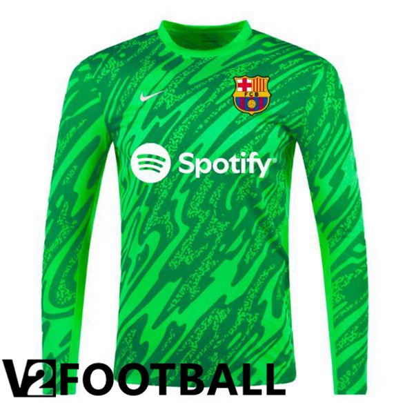 FC Barcelona Goalkeeper Soccer Shirt Long sleeve Spotify Green 2024/2025