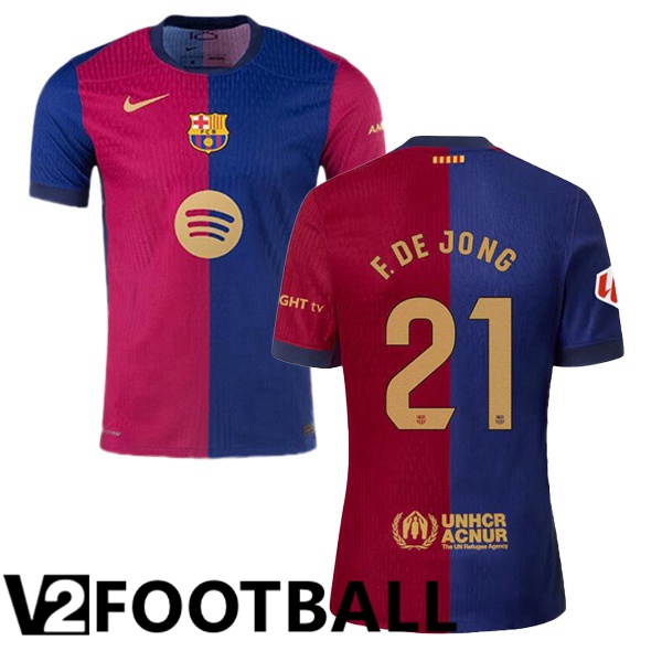 FC Barcelona (F. DE JONG 21) Home Soccer Shirt Blue Red 2024/2025