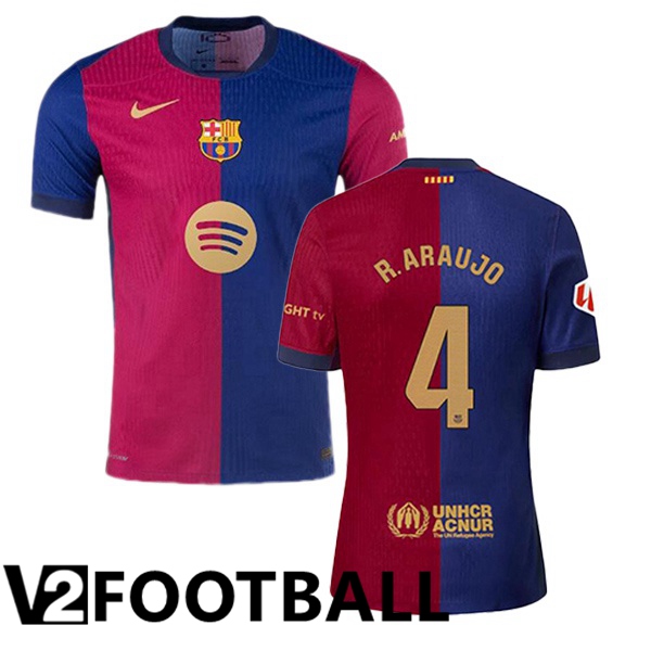 FC Barcelona (R. ARAUJO 4) Home Soccer Shirt Blue Red 2024/2025