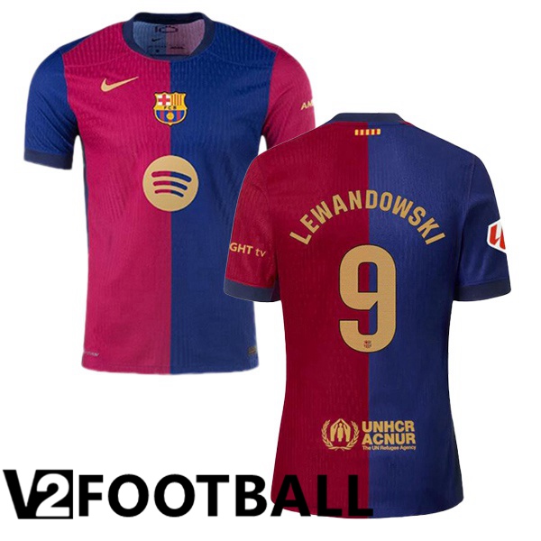 FC Barcelona (LEWANDOWSKI 9) Home Soccer Shirt Blue Red 2024/2025