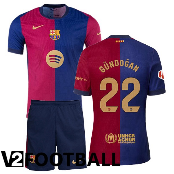 FC Barcelona (GÜNDOĞAN 22) Kids Home Soccer Shirt Blue Red 2024/2025