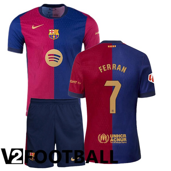 FC Barcelona (FERRAN 7) Kids Home Soccer Shirt Blue Red 2024/2025