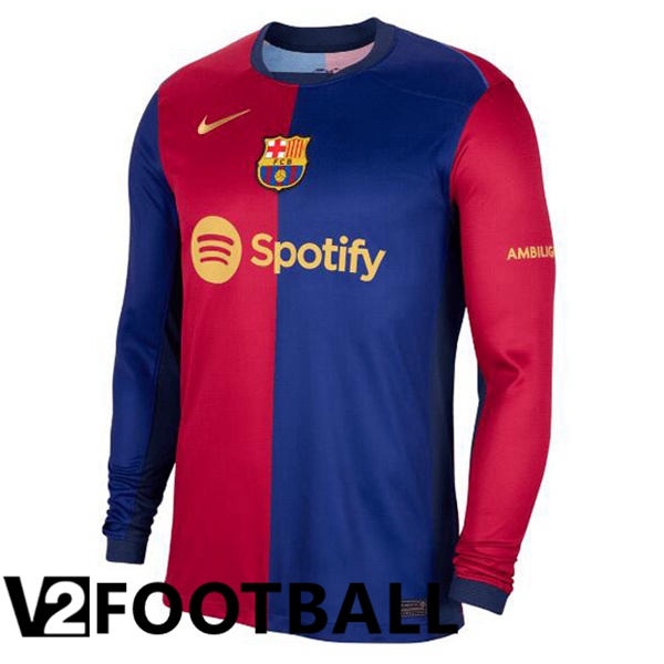 FC Barcelona Home Soccer Shirt Long sleeve Blue Red 2024/2025