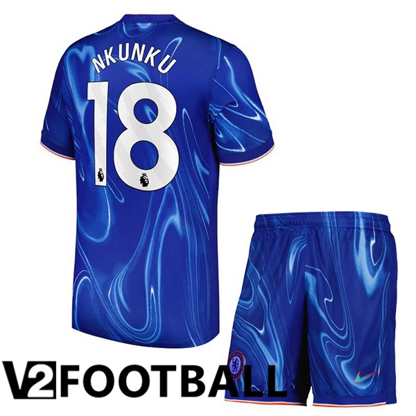 FC Chelsea (Nkunku 18) Kids Home Soccer Shirt Blue 2024/2025