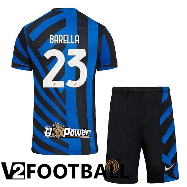 Inter Milan (BARELLA 23) Kids Home Soccer Shirt Blue 2024/2025