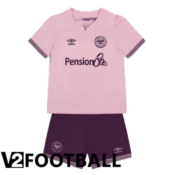 Brentford FC Kids Away Soccer Shirt Pink 2024/2025