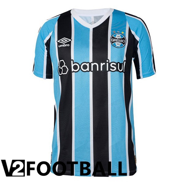 Gremio Home Soccer Shirt Black Blue 2024/2025