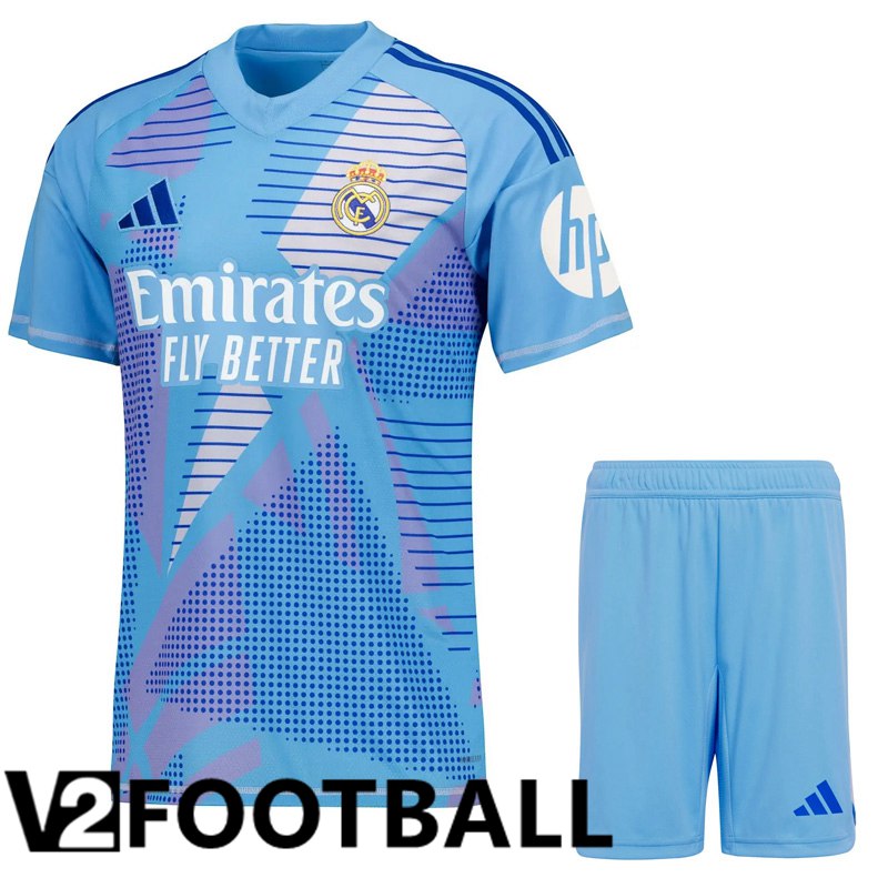 Real Madrid Goalkeeper kit Soccer Shirt Blue + Shorts 2024/2025