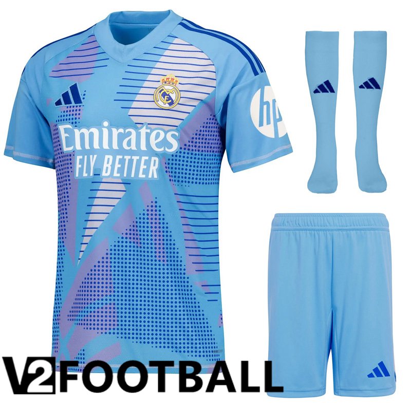 Real Madrid Goalkeeper kit Soccer Shirt Blue (Shorts + Socks) 2024/2025