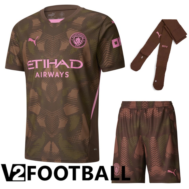 Manchester City Goalkeeper kit Soccer Shirt Brown (Shorts + Socks) 2024/2025