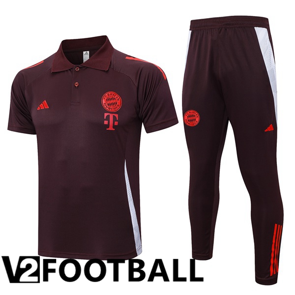 Bayern Munich Soccer Polo + Training Pants Brown 2024/2025