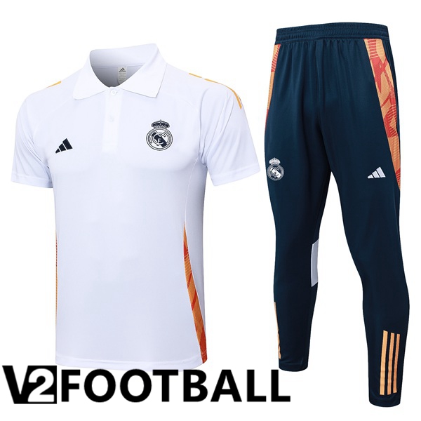 Real Madrid Soccer Polo + Training Pants White 2024/2025