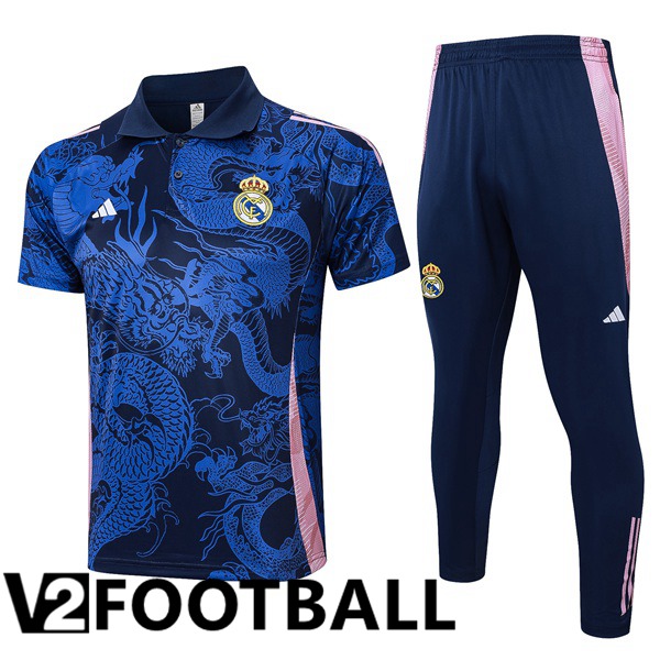 Real Madrid Soccer Polo + Training Pants Blue Royal 2024/2025