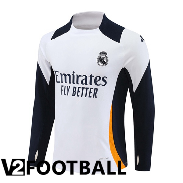 Real Madrid Training Sweatshirt White Yellow 2024/2025