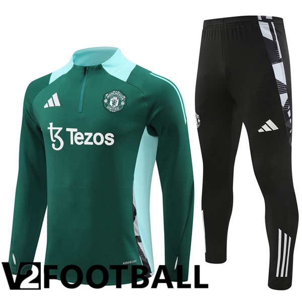 Manchester United Kids kit Training Tracksuit Green 2024/2025