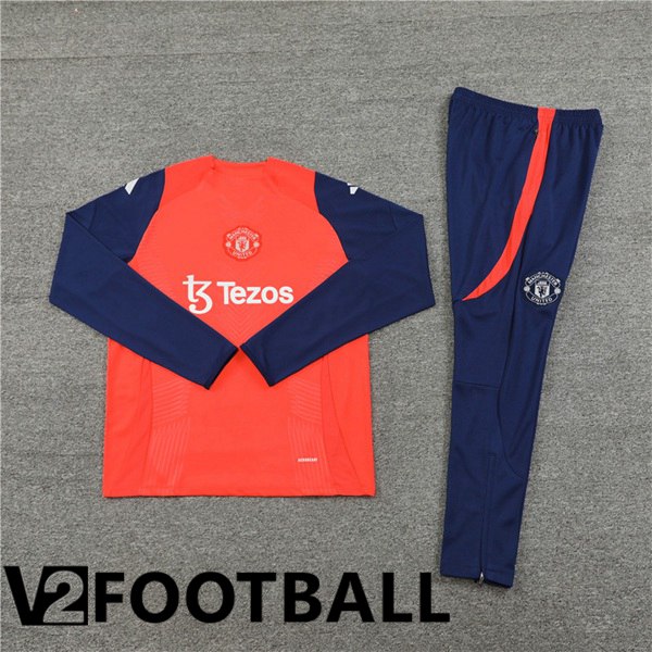 Manchester United Kids kit Training Tracksuit Orange 2024/2025