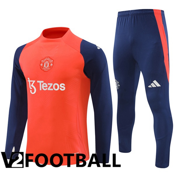 Manchester United Kids kit Training Tracksuit Orange 2024/2025