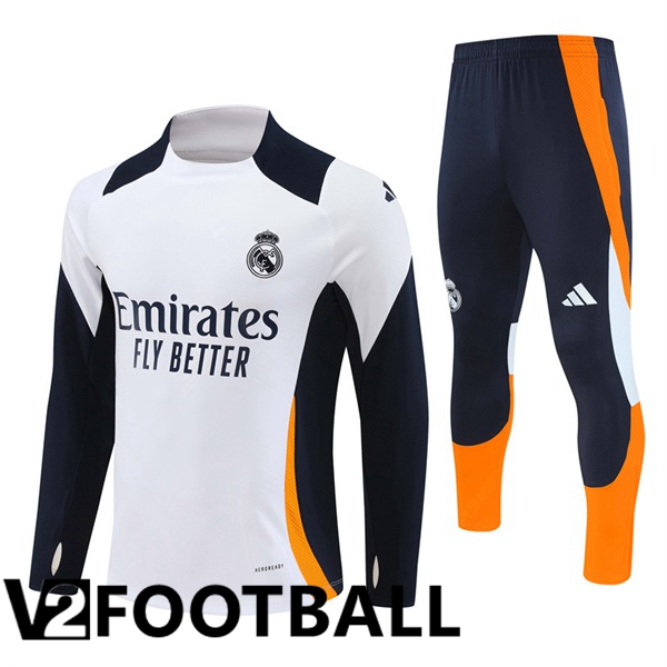 Real Madrid Kids kit Training Tracksuit White Yellow 2024/2025