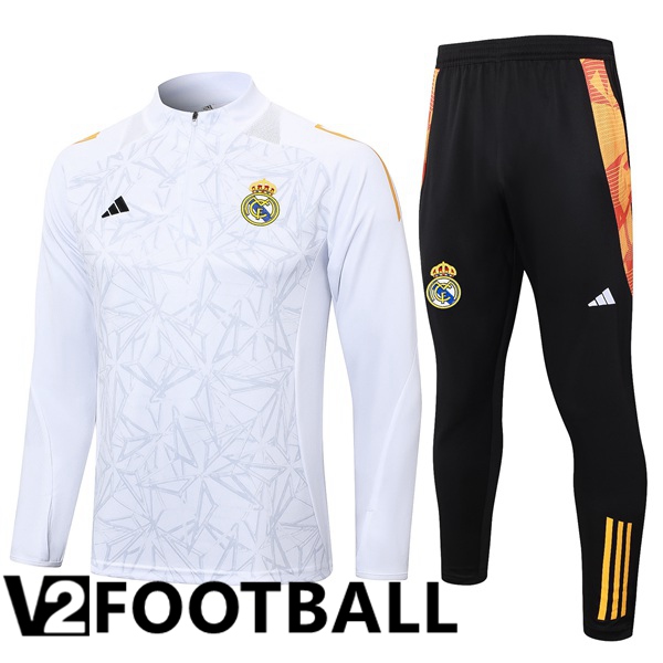 Real Madrid Kids kit Training Tracksuit White 2024/2025